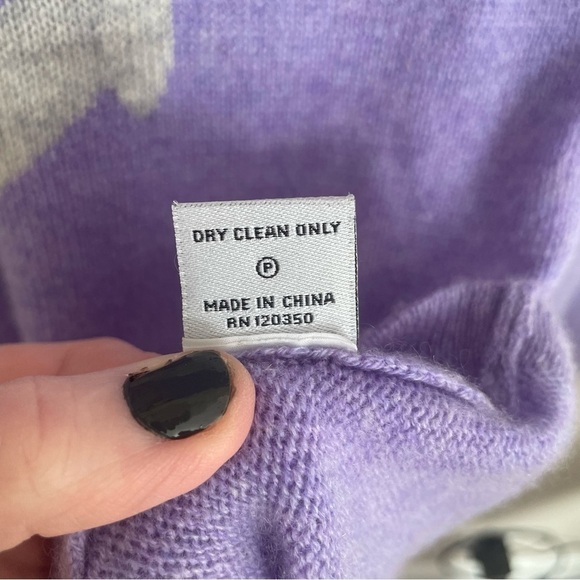 Claudia Nichole | cashmere nautical print lavender crewneck sweater, size small - Picture 13 of 15